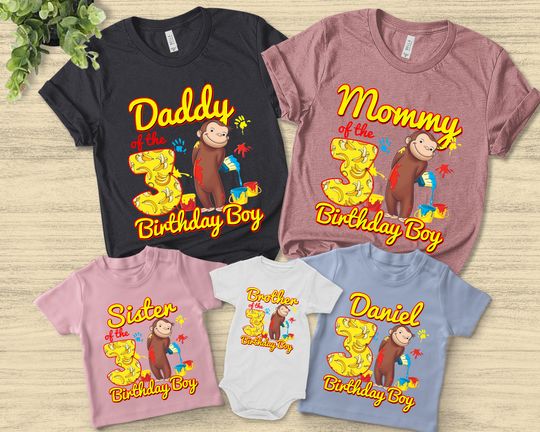 Discover Personalized Monkey Birthday Shirt, Birthday Party Matching Tee