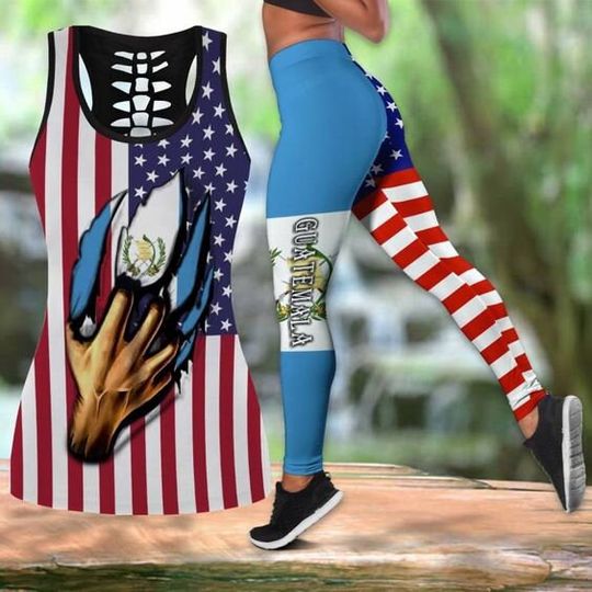 Discover GUATEMALAN Hollow Tanktop Leggings Set