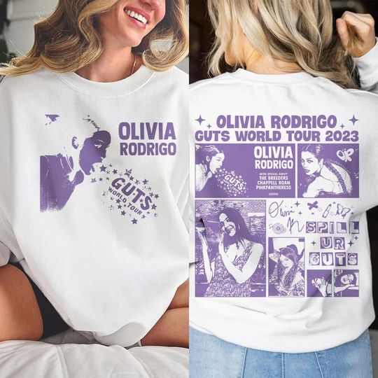 Discover Olivia Rodrigo Guts World Tour 2023 Music Shirt 2 Sides, Sweatshirt