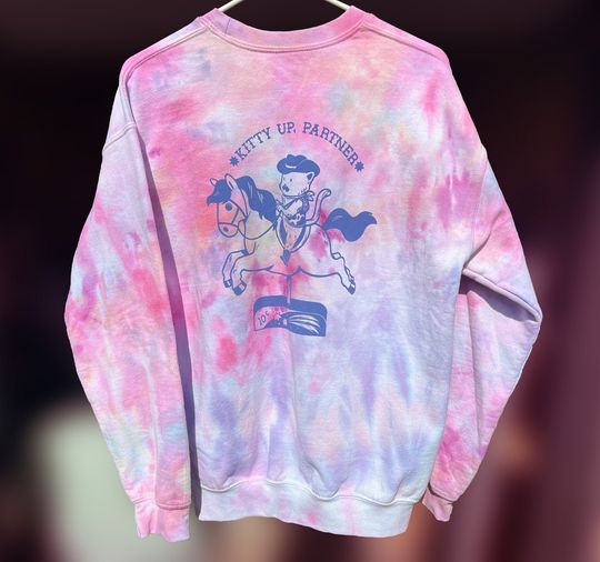 Discover Kitty Up Partner, Cat Cowboy Shirt, Cat Lover Tie-Dye Sweatshirt