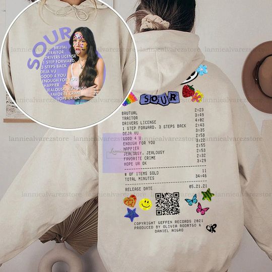 Discover Olivia Guts Tour Track List Aesthetic 2Sided Hoodie