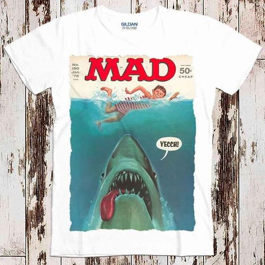 Discover Mad Magazine Jaws Cover Deep Sea Funny Super Cool Best Gift Top Tee T Shirt