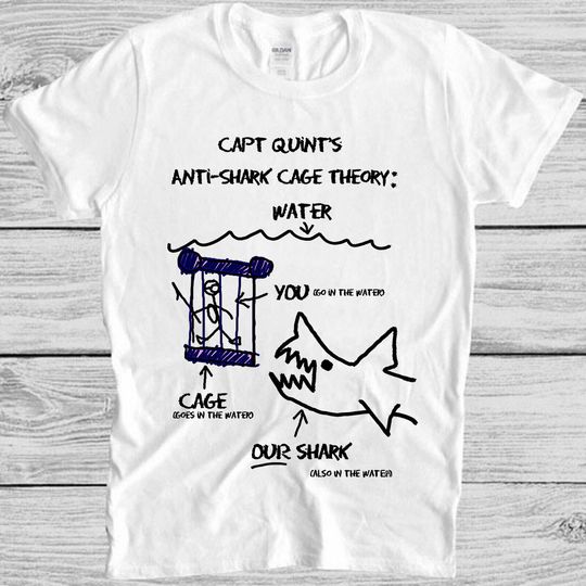 Discover Jaws Paws Capt Quints Anti Shark Cage Theory Water Meme Gift Tee T Shirt