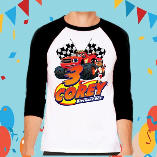 Discover Custom Blaze and the monster machines Birthday Baseball Tee
