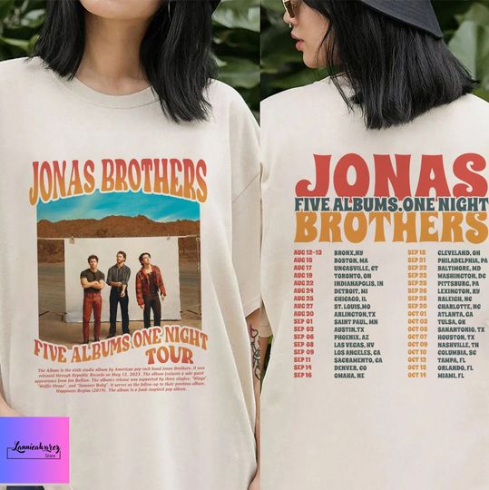 Discover Vintage Jonas Brothers 2Sides Shirt, Jonas Brothers Five Albums One Night