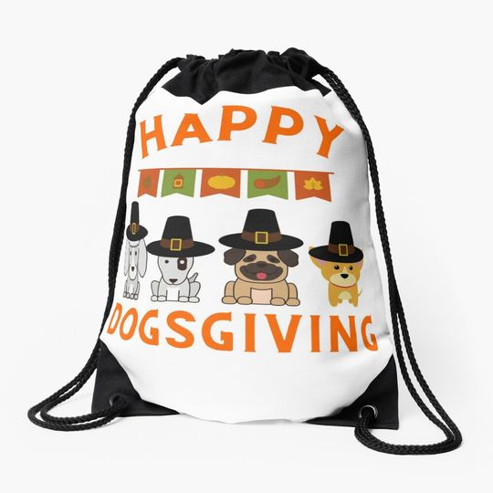 Discover Happy Dogsgiving - Funny Thanksgiving Dog Lovers Drawstring Bag