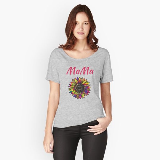 Discover MaMa Tie Dye Leopard Print Sunflower  Relaxed Fit T-Shirt
