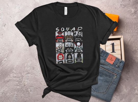 Discover Horror Characters Mugshot Shirt, Playing Squad Game Lover Shirt