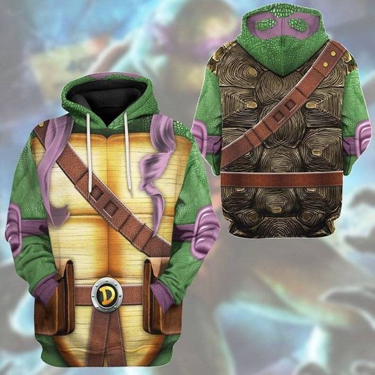 Discover Purple Masked Turtle Hero 3D Full Printed Shirt, Turtle Ninja Warrior Costume Halloween Hoodie