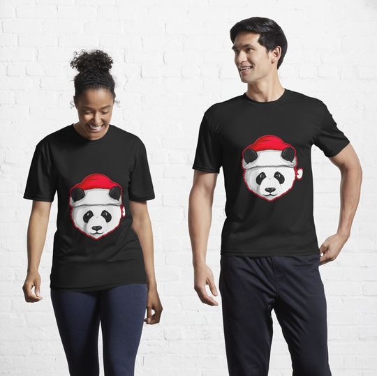 Discover Panda With Santas Hat For Christmas Active T-Shirt