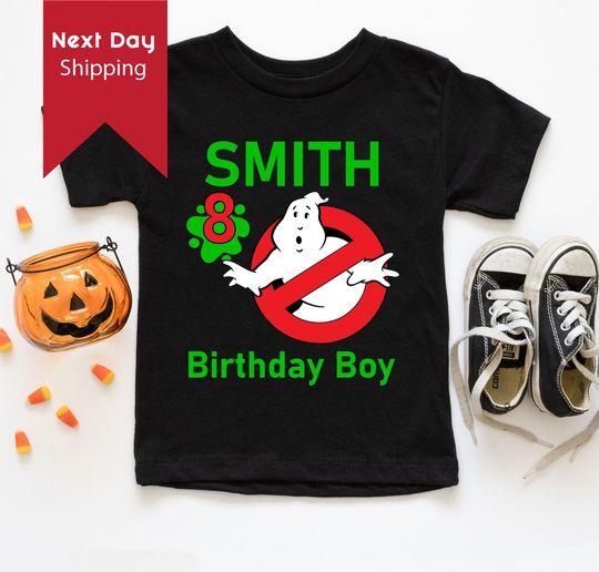 Discover Ghostbusters Birthday Shirt, Funny Ghost Cartoon Kids Toddler Birthday T-shirt