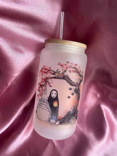 Discover 16oz Glass Cup/ Anime Inspired Glass Cup