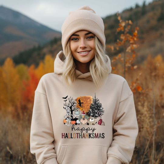 Discover Happy Hallothanksmas Thanksgiving Hoodie