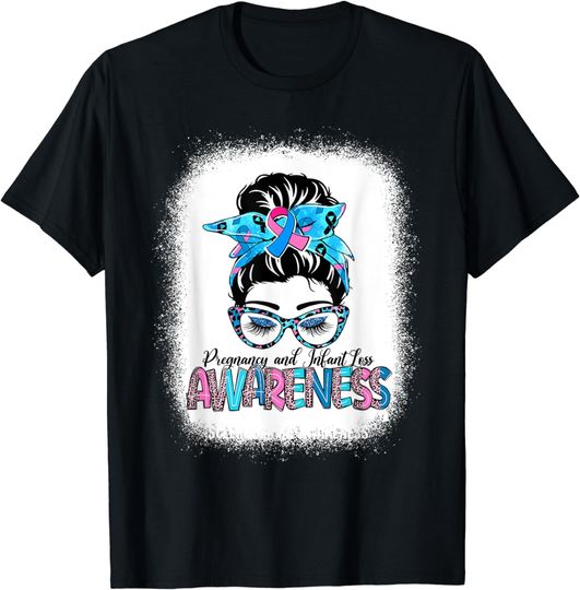 Discover Messy Bun Women Pregnancy And Infant Loss Awareness Gifts T-Shirt