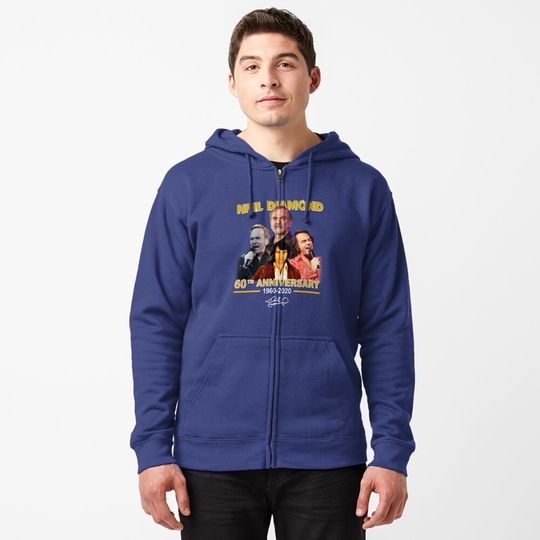Discover Thank You Néil Diámond Néil Diámond Logo Zipped Hoodie