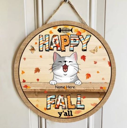 Discover Personalized Hello Fall Y'all Door Sign