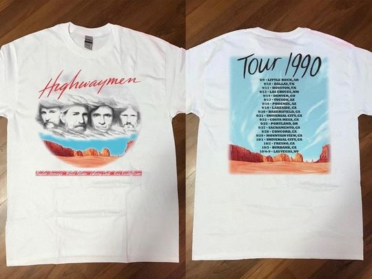 Discover The Highwaymen 1990 Kick Off Concert Tour T-Shirt, Highwaymen Begin Tour 1990 T-Shirt