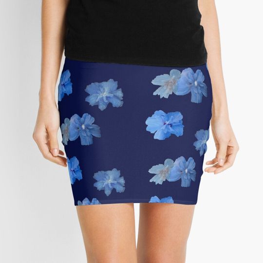 Discover Blue Hibicus Mini Skirt
