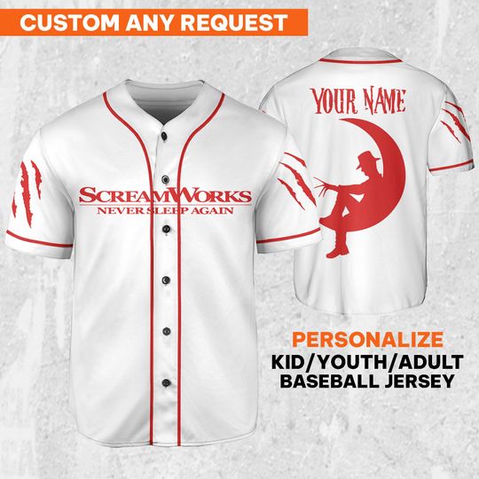 Discover Personalize Freddy Krueger ScreamWorks Never Sleep Again Jersey, Freddy Baseball Jersey