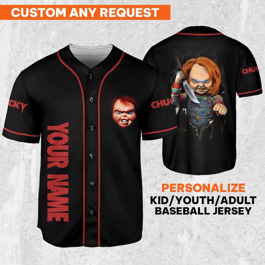 Discover Personalized Chucky Scary Black and Red Jersey