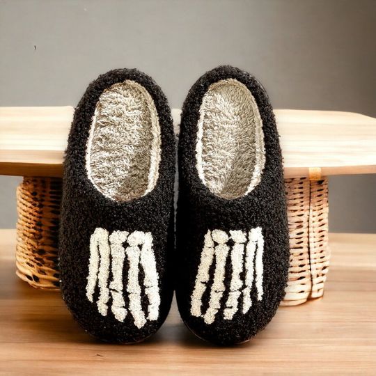 Discover Halloween Skeleton Foot Slippers, Skull Slippers
