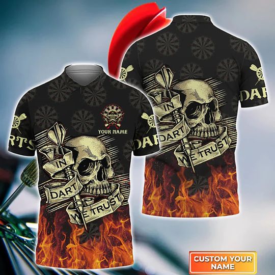 Discover In Dart We Trust Skull Personalized Name Men's Polo Shirt