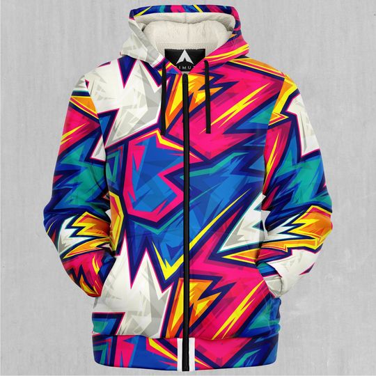 Discover Blitzz Abstract Pattern 3D Fleece Zip-Up Hoodie