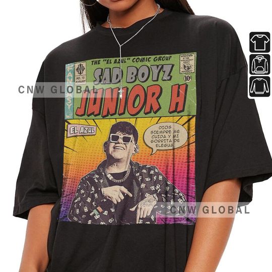 Discover Junior H Comic Shirt, 90S Vintage Merch El Azul Album Concert Shirt