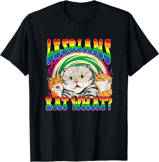 Discover Lesbians Eat What Cat National Coming Out Day LGBQ Pride T-Shirt
