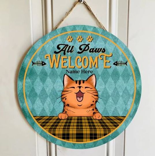 Discover Personalized All Paws Welcome Door Sign