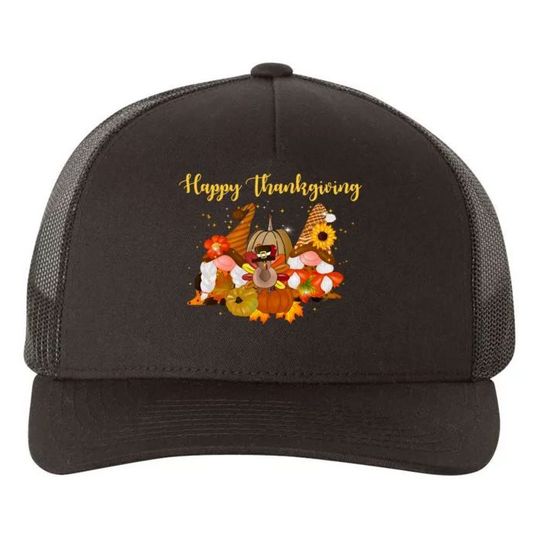 Discover Happy Thanksgiving Fall Gnomes Trucker Hat