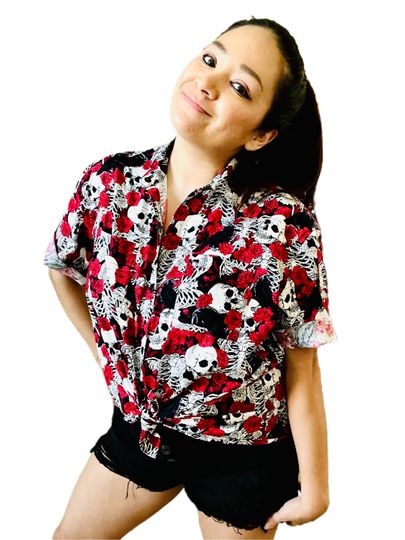 Discover Skull and Roses button up shirt