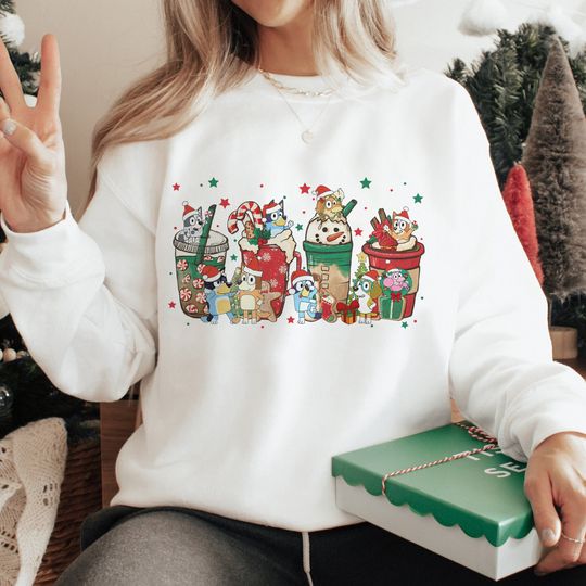 Discover BlueyDad and Bingo coffee Christmas Sweatshirt, BlueyDad Merry Christmas
