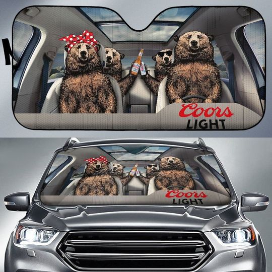 Discover Family Bear Drink Beer Light Car Sun Shade
