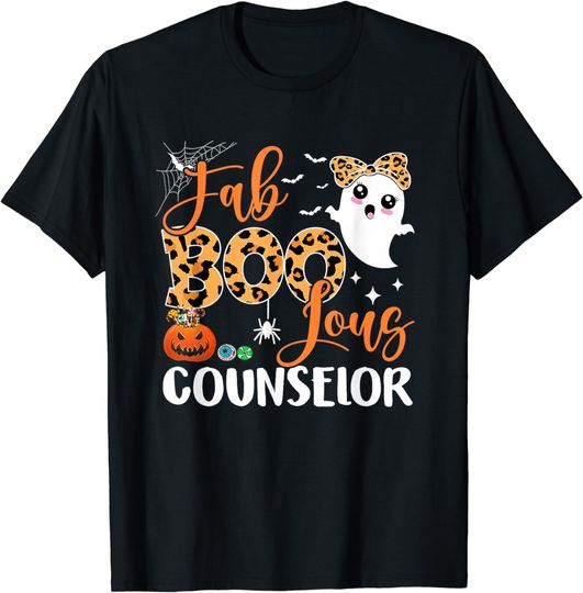 Discover Leopard Fab Boo Lous Counselor School Funny Ghost Halloween T-Shirt