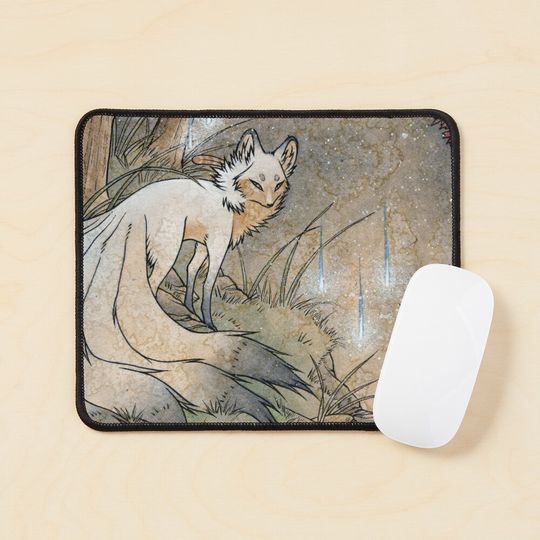 Discover Fox & Wisps - TeaKitsune Fox Yokai Mouse Pad