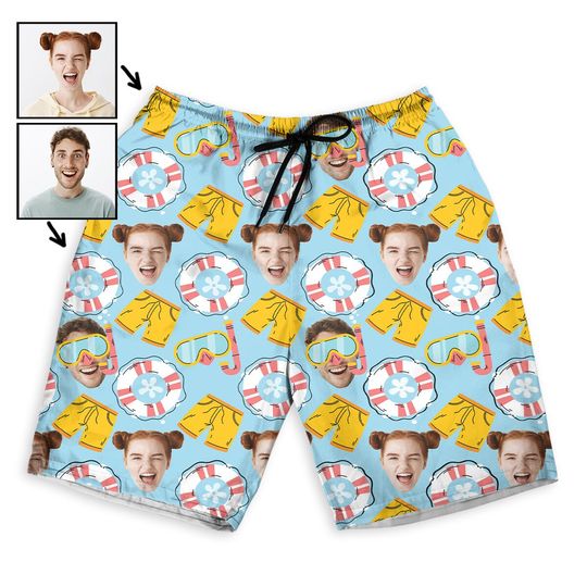 Discover Personalized Custom Photo Face Swimming float Yellow Short