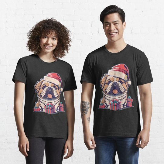 Discover Funny Dog Santa Hat with Christmas Present Essential T-Shirt