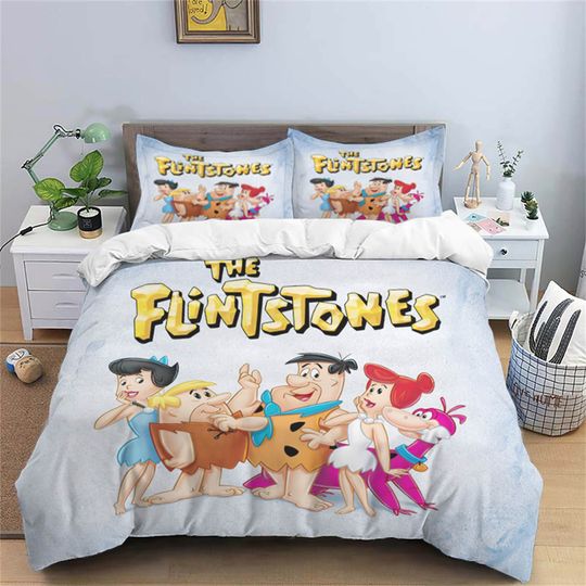 Discover The Flintstones Bedding Three Piece  Cartoon Quilt Cover Bedroom Decoration Fashion