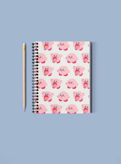 Discover Pink Kirby book, Spiral Notebook, pink journal, girly diary, Ruled Line, anime journal