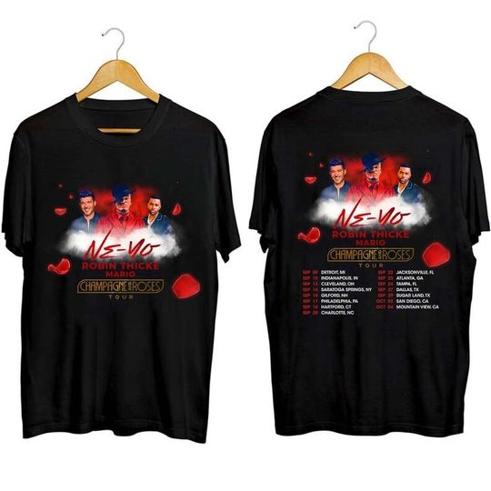 Discover Ne-yo, Robin Thicke, Mario Champagne & Roses 2023 Tour Shirt