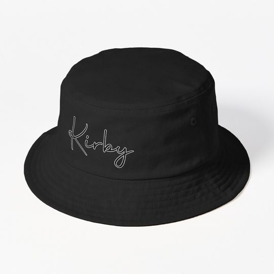 Discover Kirby Cursive Name Label (Black) Bucket Hat