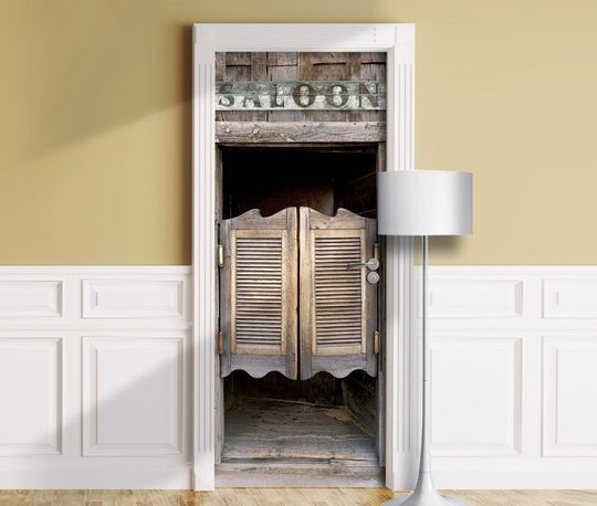 Discover Old Saloon Gates Self-Adhesive Door Cover Sticker