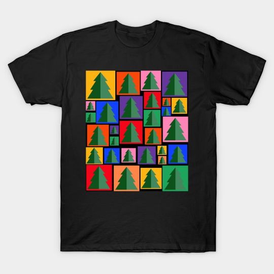Discover Geometric Christmas Tree Pattern in Rainbow colours - Christmas - T-Shirt