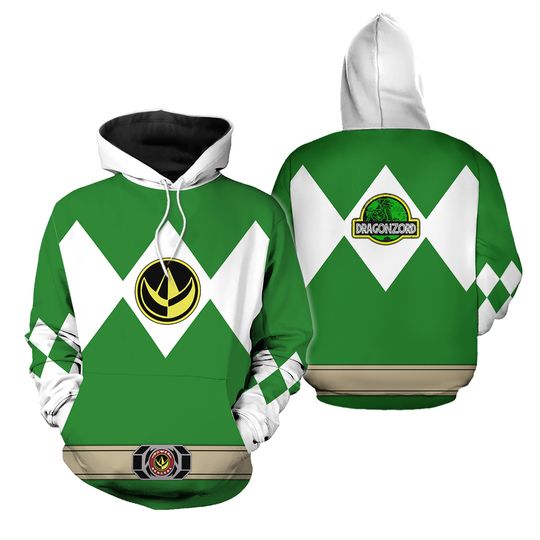 Discover Green Power MMPR Ranger Dinosaur 3D Hoodie