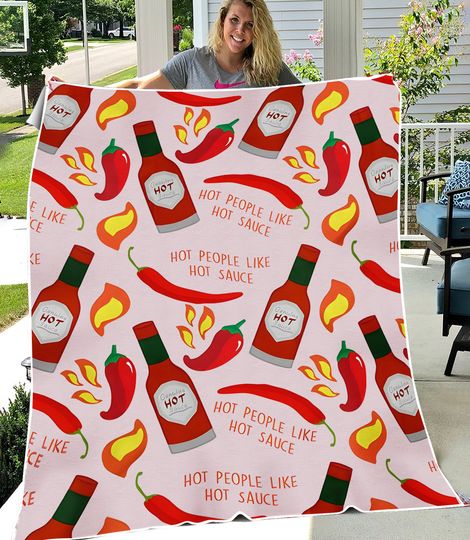 Discover Hot People Like Hot Sauce Printed Flour Sack Fleece Blanket