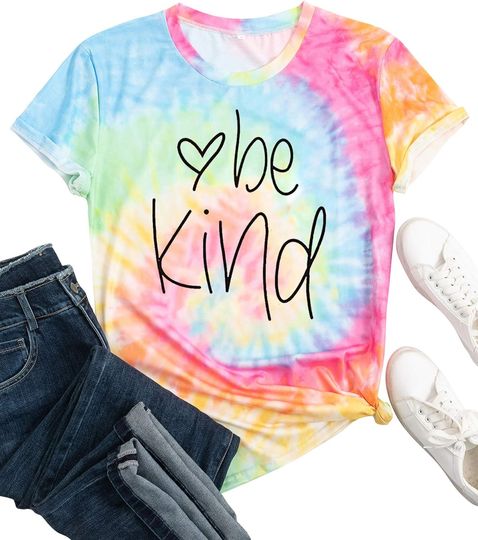 Discover Be Kind Shirt for Women Tie Dye Rainbow T Shirt