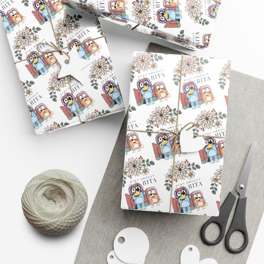 Discover BlueyDad & Bingo Grannies Gift Wrap Papers - Stay Groovy Rita Wrapping Paper -  Rita and Janet