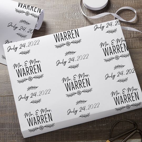 Discover Sketched Laurel Wedding Gift Wrap - Custom Wedding Design