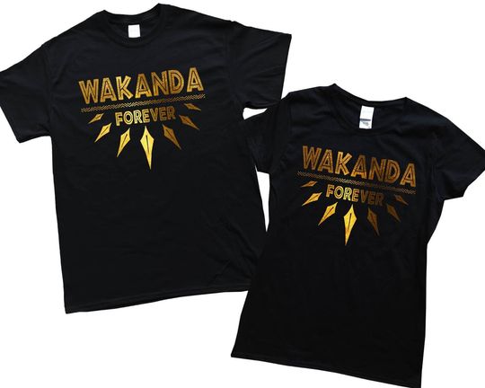 Discover Wakanda Forever Gold Foil Men Women Youth Black T shirt